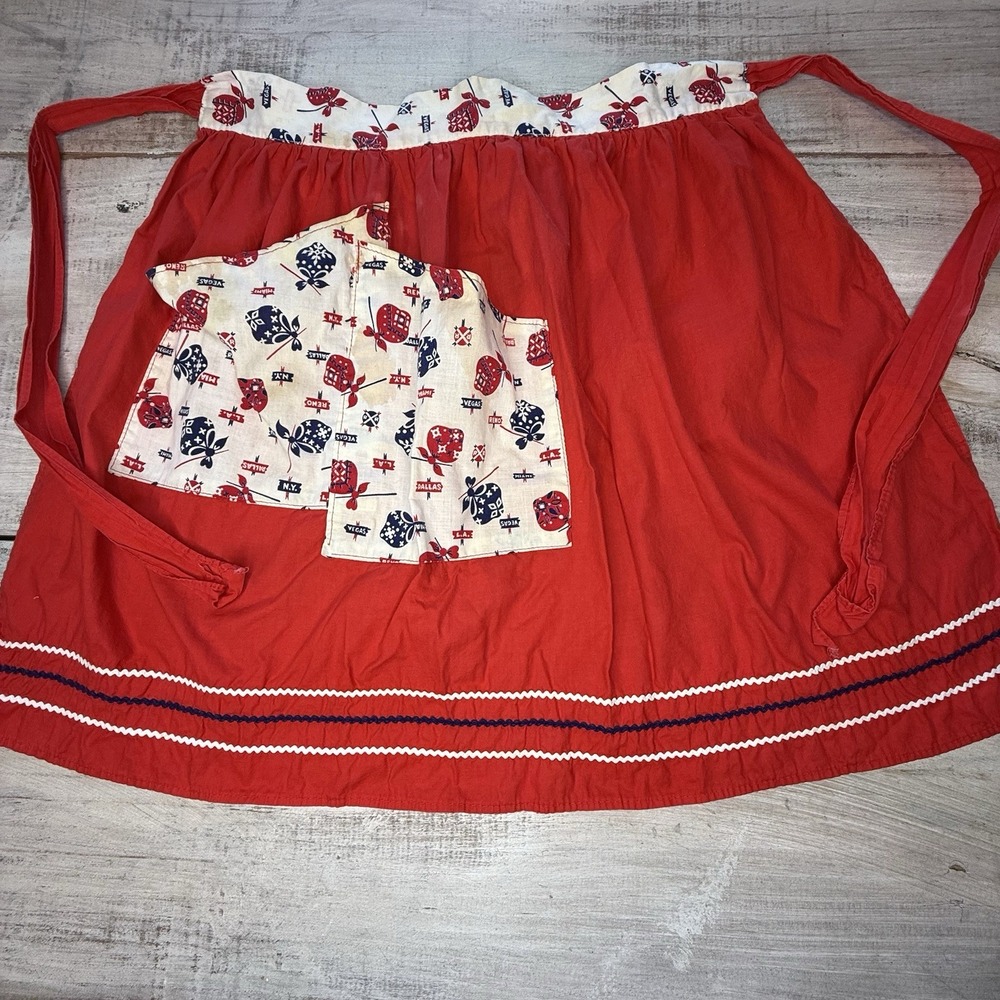 Vintage 1960's Cross-Stitch‎ City Apron S/XS Unique Gift Costume